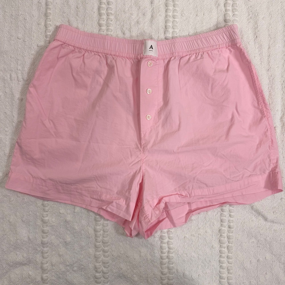 Anthropologie The Wren Boxer Shorts Pink Cotton Elastic Waist Medium